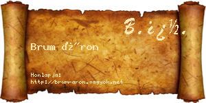 Brum Áron névjegykártya